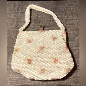 Off white beaded evening bag